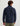 Man wearing navy quarter-snap fleece pullover with stand collar, shown from back view.