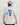 White t-shirt with blue marlin sketch design and number graphic on back.