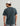 Dark heathered gray short-sleeve t-shirt with crew neck, shown from back view on model wearing white cap.
