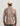 Man wearing beige and gray camo-print quarter-zip pullover with textured fabric, back view.