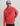 Man wearing red Huk Barb U hoodie with dark logo on chest and matching drawstrings.