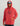 Red cotton fleece hoodie with dark Huk logo on chest, kangaroo pocket, and drawstring hood.