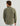 Man wearing olive green button-down shirt with long sleeves and collar, shown from back view.