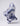Blue and white camouflage gaiter with geometric pattern, displayed on mannequin head showing full coverage design.