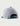 White and teal mesh trucker hat with adjustable snap closure back and blue button top detail.
