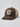 Brown and tan trucker hat with mesh back panel and cream patch featuring dog head illustration with "HUF" text and "ESTD 2014