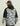 Man wearing black and gray tidal map patterned jacket with hood, shown from back view.