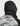 Black jacket with tidal map pattern on chest and shoulders, hood covering head.