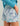 Light blue shorts with abstract leaf print, elastic waistband, and side seam slit.