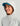 White hooded jacket with teal and black baseball cap visor detail and logo on chest.