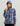 Women's hooded jacket with purple, teal, and black storm print pattern and full-length zipper.