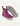 Purple and gray slip-on boot with striped pull tabs and white sole, shown from side and bottom angles.