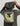 Charcoal long sleeve hoodie tee with yellow and white HUK logo graphic on back, shown from behind with hood up.