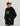Black cotton fleece hoodie with camo-patterned HUK logo and front pouch pocket on child.
