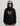Child wearing black Huk hoodie with large white and camo "U" logo and Huk text on chest, kangaroo pocket, and drawstring hood