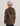 Child wearing brown fleece hoodie with kangaroo pocket, shown from back view with white baseball cap.